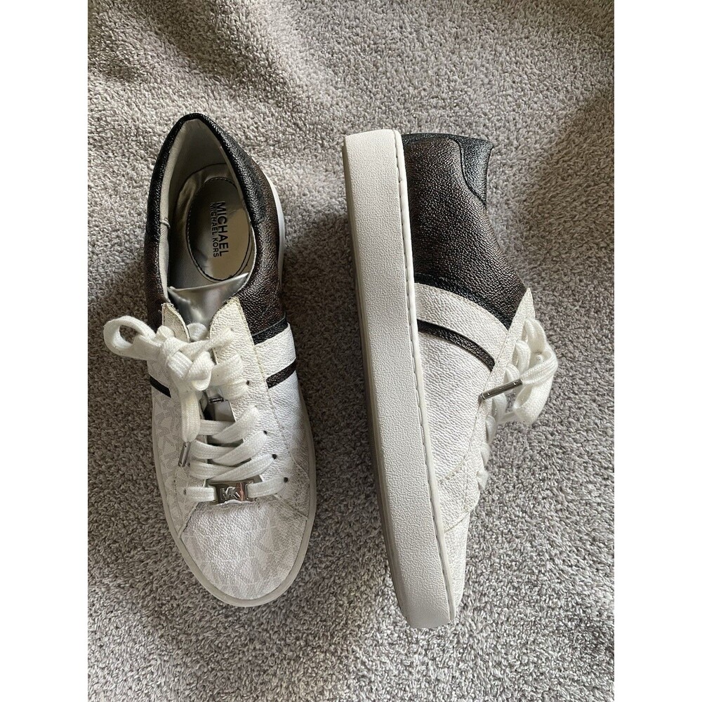 MICHAEL KORS Keaton Women's Logo Print Coated Canvas Lace Up Sneakers 8.5 - Picture 6 of 6